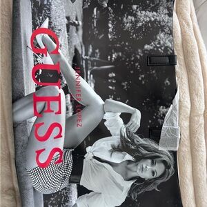 Guess Black and White Graphic Tote with Pink Logo